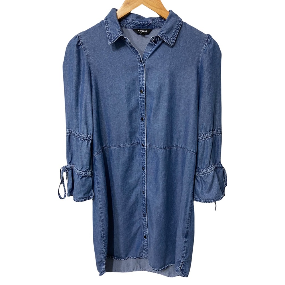 Express long sleeve denim mini dress